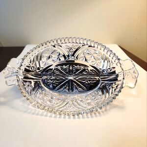 Vintage Crystal Divided Relish Dish.